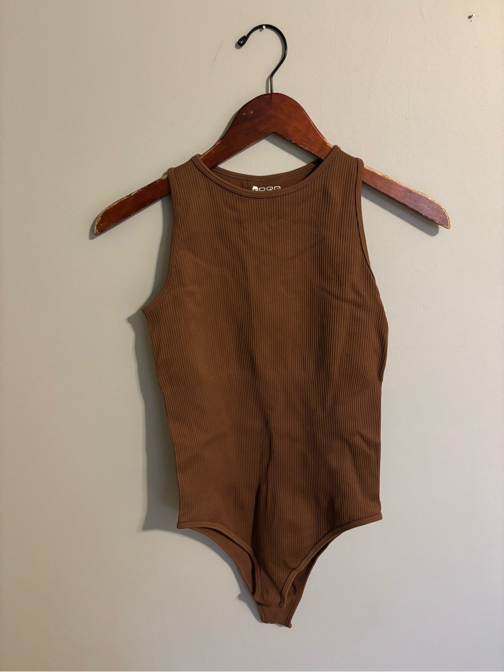 Ribbed Tank Bodysuit in Brown
